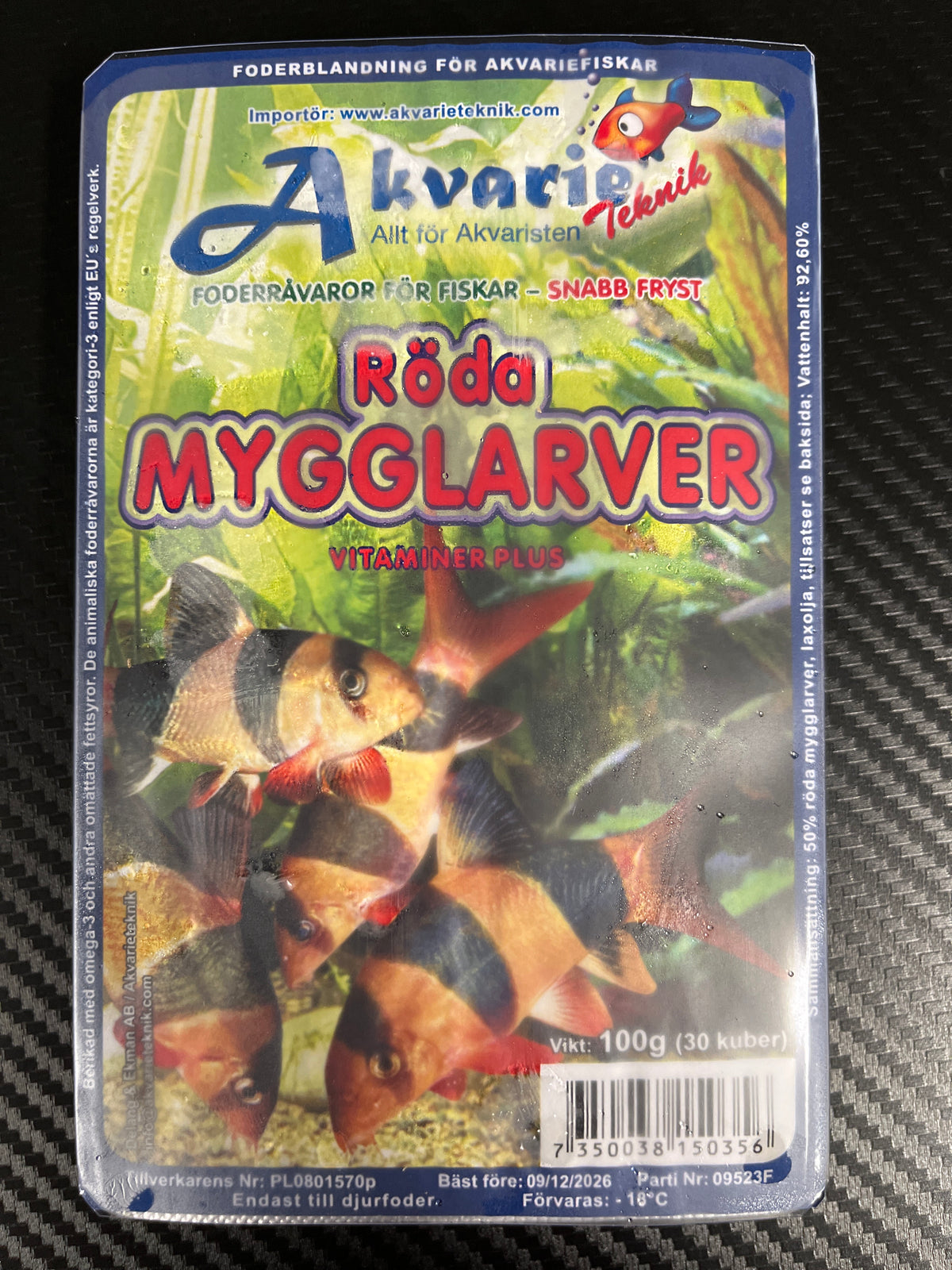 Akvarieteknik Röda mygglarver bloodworms 100gr